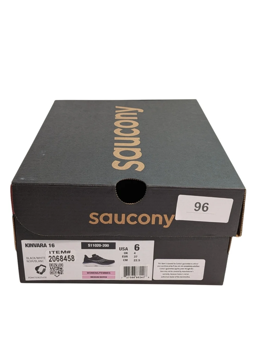 Saucony Kinvara 16 Women's Size 6 Black White Running Shoes S11020-200